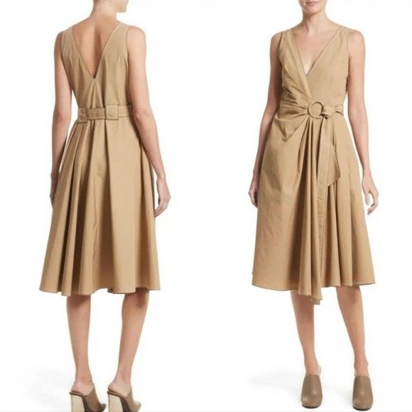 DEREK LAM 10 CROSBY Khaki Wrap Dress - Size 6 NWT - Picture 1 of 9